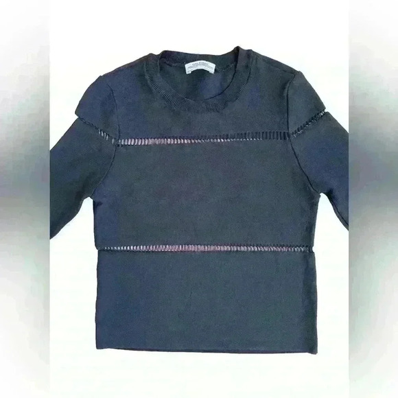 Zara Women’s Premium Denim Collection Knit Mesh Cut Out Sweater Black Size S - Picture 3 of 9